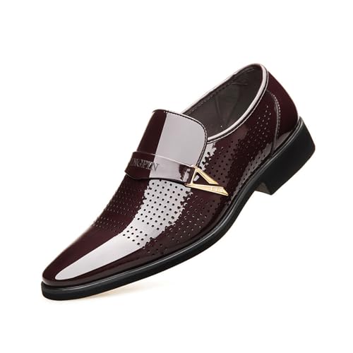 EsaSam Herren Formelle Business Schuhe Oxford Aus Lackleder Klassisch Zum Schnüren Hochzeitsmode,Braun,38 EU von EsaSam