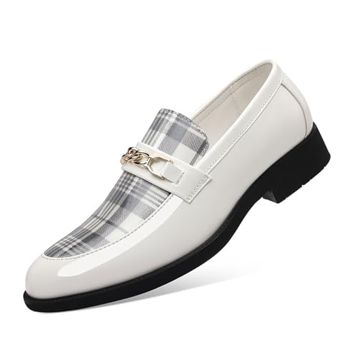 EsaSam Herren Halbschuhe Slip-On Formelle Mode Fahren Klassisches Kleid Casual Loafers,Weiß,38 EU von EsaSam