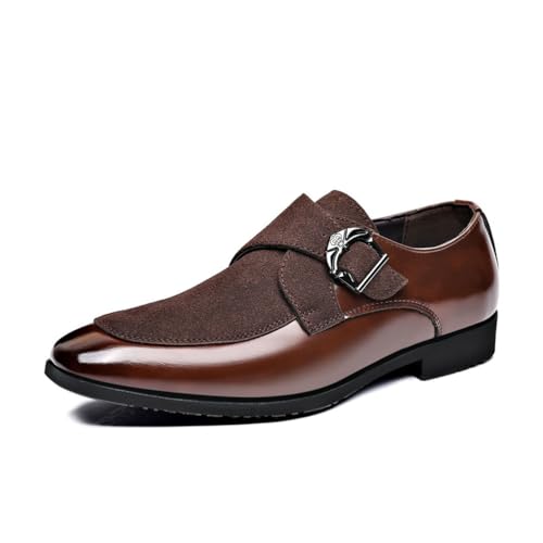 EsaSam Herren Lässige Monkstrap Business Anzugschuhe Formale Party Hochzeit Bankett Fahrschuhe,Braun,48 EU von EsaSam