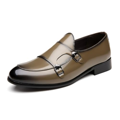 EsaSam Herren Lässige Monkstrap Business Anzugschuhe Formale Synthetik Leder Schuhe,Braun,40 EU von EsaSam