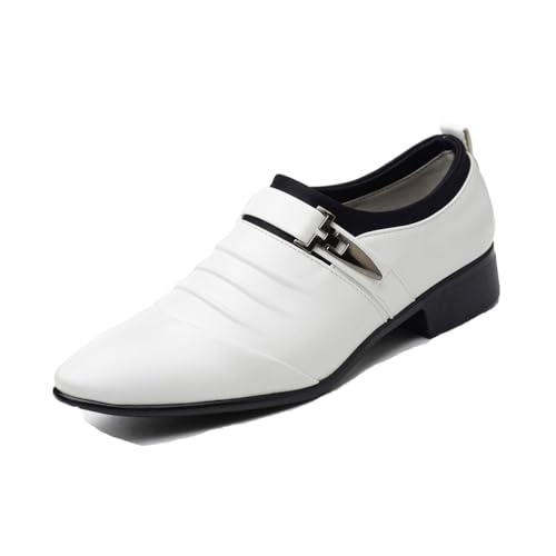 EsaSam Herren Lässige Monkstrap Business Anzugschuhe Formale Synthetik Leder Schuhe,Weiß,48 EU von EsaSam