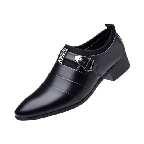 EsaSam Herren Loafer Monk Strap Schuhe Slip on Mokassins Anzugschuhe Klassischer Business Monkstrap Mönch Schnallenschuh,Schwarz,48 EU von EsaSam