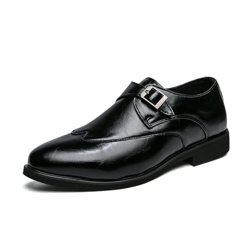 EsaSam Herren Loafers Strap Monkstrap Business Anzugschuhe Formale Synthetikleder Schuhe,Schwarz,42 EU von EsaSam