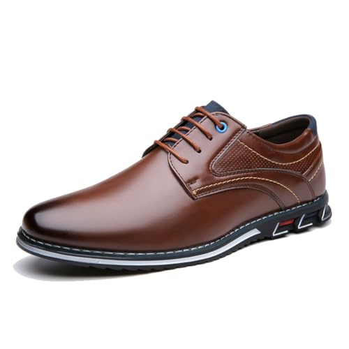 EsaSam Herren Mokassins Business Freizeitschuhe Oxford Halbschuhe Leichtgewicht Atmungsaktive Walkingschuhe Für Männer Formelle Anlässe,Braun,42 EU von EsaSam