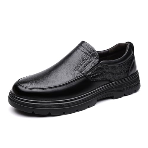 EsaSam Herren Slip-On Schuhe Klassische Loafers Slipper Freizeitschuhe Business Casual Lederschuhe,Schwarz,43 EU von EsaSam