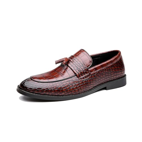 Herren Mokassin Anzugschuhe Slipper & Mokassins Slip Loafer Herrenschuhe,Reddish Brown,47 EU von EsaSam