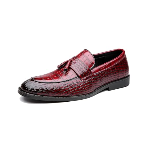 Herren Mokassin Anzugschuhe Slipper & Mokassins Slip Loafer Herrenschuhe,Wine red,46 EU von EsaSam