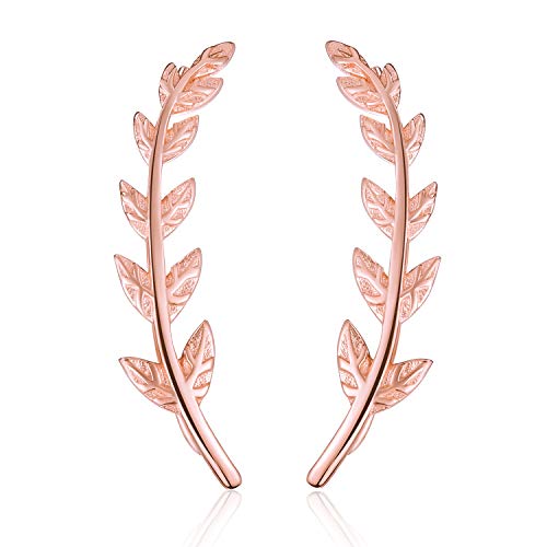 ✦Weihnachtsgeschenke für Frauen✦Winglove 18 Karat Vergoldung Ohrringe Silber 925 Blatt Ohrstecker Blätter Form Ohrringe Schmuck Damen Geschenke für Frauen.(Rose Gold-2) von Winglove