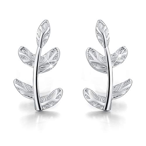 ✦Weihnachtsgeschenke für Frauen✦Winglove 18 Karat Vergoldung Ohrringe Silber 925 Blatt Ohrstecker Blätter Form Ohrringe Schmuck Damen Geschenke für Frauen.(White Gold-1) von Winglove