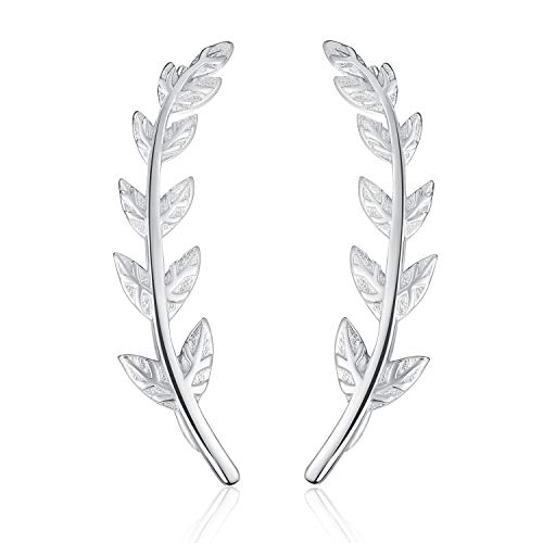 ✦Weihnachtsgeschenke für Frauen✦Winglove 18 Karat Vergoldung Ohrringe Silber 925 Blatt Ohrstecker Blätter Form Ohrringe Schmuck Damen Geschenke für Frauen.(White Gold-2) von Winglove