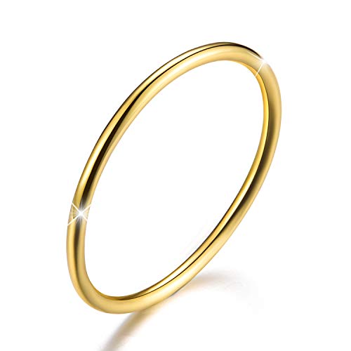 Esberry ✦Muttertagsgeschenk 18 Karat Vergoldung 925 Sterling Silber Minimalistische Gelenkringe Einfache dünne Ringe Schwanzringe Stapelbare Ringe, Größe 2-11 (Yellow Gold, 56.5(18.2)) von Esberry
