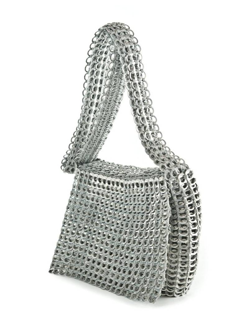 Silber Crossbody Messenger Bag Mit Klappe | Masha Von Escama Studio Made Of Soda Tabs Stoff Gefüttert, Metallreißverschluss Oben, Eine Innentasche von EscamaStudio