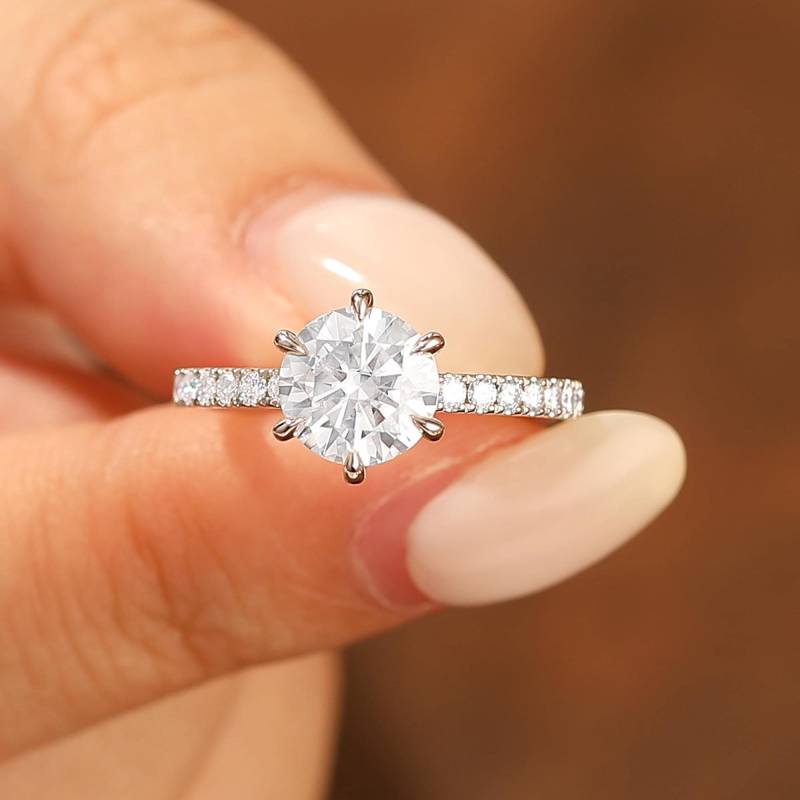 Rundschliff 1.5Ct Moissanit Frauen Verlobungsring, Moissanite Brautring, Jubiläumsring, Ehering Aus Massivem Weißgold, Versprechensring von Esdomera