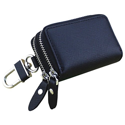 Esdrem-Unisex-Echtleder-Schlüssel-Hülle/Halter - mit Doppelreißverschluss - Auto-Schlüsselanhänger-Schlüsseletui Schwarz Esdrem-Unisex-Echtleder-Schlüssel-Hülle/Halter - mit Doppelreißverschluss - Auto-Schlüsselanhänger-Schlüsseletui Schwarz von Esdrem