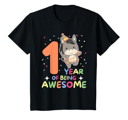 Kinder Esel zum 1. Geburtstag für Kinder ein Jahr alt Esel T-Shirt von Esel Geburtstags Geschenk süße Tiere