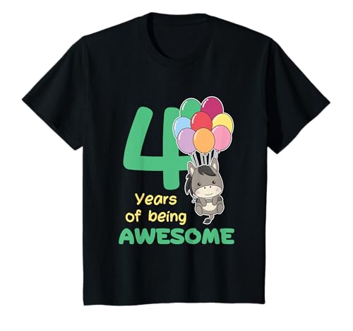 Esel zum 4. Geburtstag für Kinder vier Jahre alt T-Shirt Esel zum 4. Geburtstag für Kinder vier Jahre alt T-Shirt von Esel Geburtstags Geschenk süße Tiere