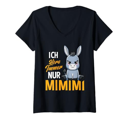 Damen Ich Höre Immer Nur EIN Mimimi Esel T-Shirt mit V-Ausschnitt Damen Ich Höre Immer Nur EIN Mimimi Esel T-Shirt mit V-Ausschnitt von Eselfreunde Eselhalter Eselchen Esel Motiv