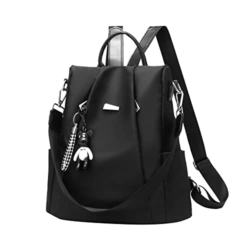 Eshow Rucksack Damen Elegant, Anti Diebstahl Rucksack, kleiner Rucksack für Mädchen Und Fraun, Cityrucksack Modern zur Schule Arbeit Reise, Schwarz, Große Kapazität von Eshow