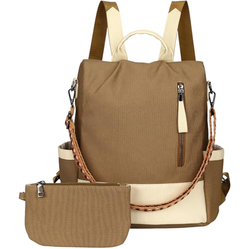 Eshow Rucksack Damen Klein, Anti-Diebstahl Elegant Cityrucksack Tagesrucksack, 3 in 1 Rucksacktasche mit Clutchbag RFID Blocker, Kleiner Damenrucksack Modern für Pendeln Schule Arbeit Reise Schwarz von Eshow
