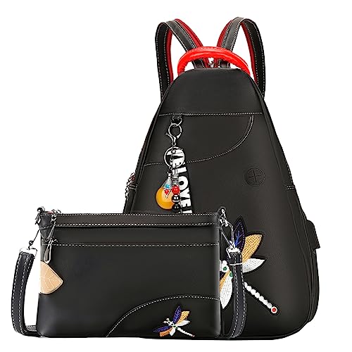 Eshow Damen Rucksack klein, Rucksackhandtasche 2 in 1, Cityrucksack aus PU Leder, Minirucksack Umhängetasche, Schultertasche für Mädchen und Frauen, zum Freizeit Uni Reise von Eshow