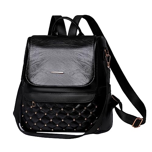 Eshow Rucksack Damen Klein Cityrucksack Minirucksack Mädchen Daypack leicht Schultertasche aus PU Leder Damenrucksack zum Alltag Reise Schule Freizeit Einkaufen von Eshow