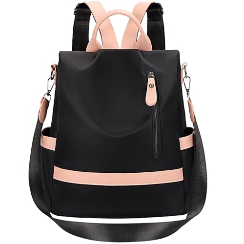 Eshow Rucksack Damen klein, Anti Diebstahl Tasche, Minirusack für Mädchen Und Fraun, Cityrucksack Modern Elegant zur Schule Arbeit Reise, Schwarz, Große Kapazität von Eshow