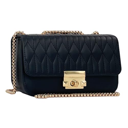 Esimileeya Kleine Mini-Handtaschen für Damen mit goldener Kette, Cross-Body-Börsen für Damen, gesteppt, schwarz Esimileeya Kleine Mini-Handtaschen für Damen mit goldener Kette, Cross-Body-Börsen für Damen, gesteppt, schwarz von Esimileeya