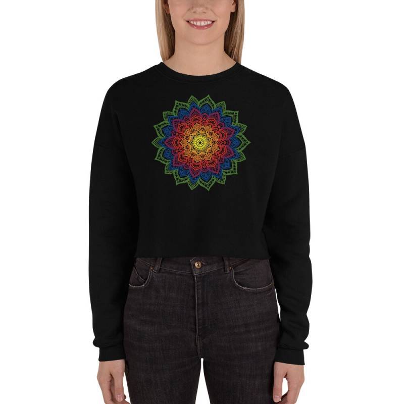 Bunte Mandala Abgeschnitten Pullover Regenbogen Farbverlauf Yoga Ernte Sweatshirt von EsjayCreationsInc