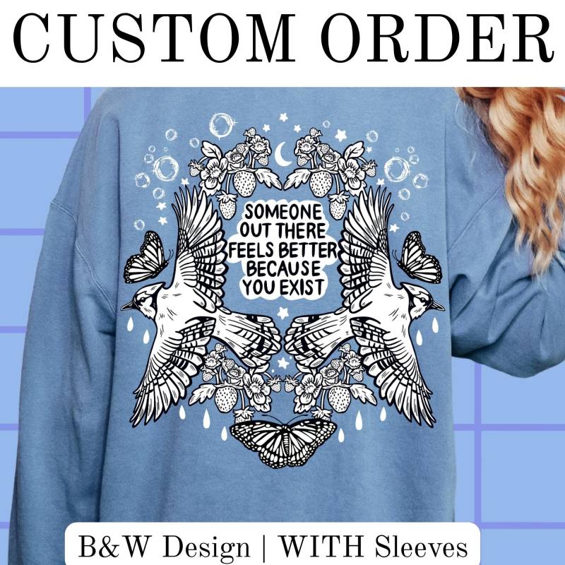 Benutzerdefinierte Blaukehlchen | Komfortfarben Schwarzweiß Design Mit Ärmeln von EskaandtheAlpenglow