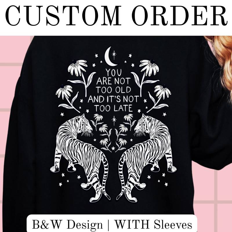 Benutzerdefinierte Tiger | Komfortfarben Schwarzweiß Design Mit Ärmeln von EskaandtheAlpenglow