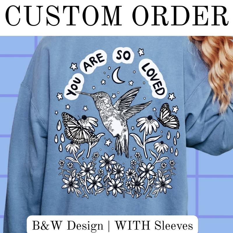 Personalisierte Kolibri | Komfortfarben Schwarzweiß Design Mit Ärmeln von EskaandtheAlpenglow