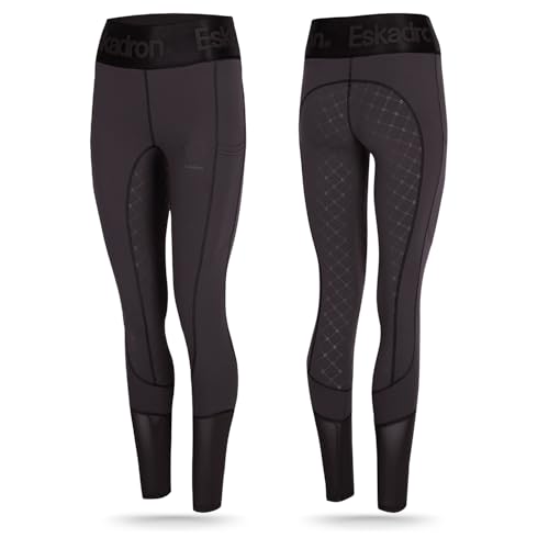 Eskadron Riding Tight Reithose Damen Deepgrey | Sommerreithose leicht & atmungsaktiv | Reitleggings mit Grip | Reitsport-Hosen für Damen | Reitleggins mit Handy-Taschen | Elastische Reiterhose von Eskadron