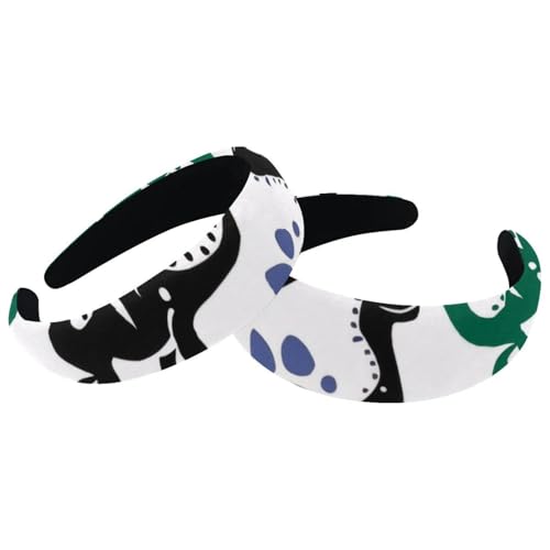 2 Stück Samt Breite Stirnbänder für Frauen Cartoon Dinosaurier Pfoten Muster Zubehör Gepolsterte Stirnbänder Schönheit Haarbänder Mädchen Dicke Haarbänder von Eslifey