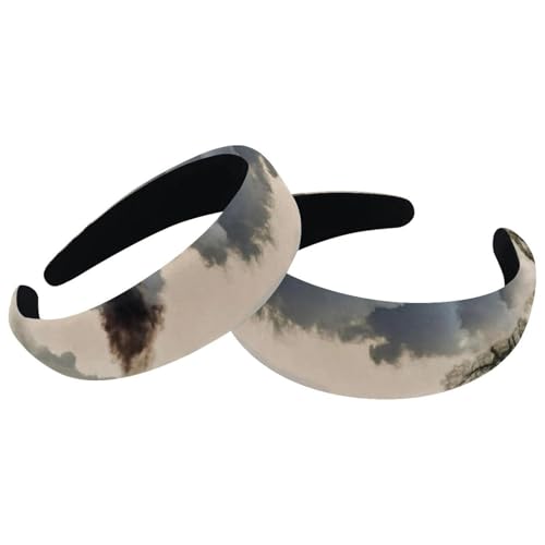 2 Stück Samt Breite Stirnbänder für Frauen Dampfzug Eisenbahn Zubehör Gepolsterte Stirnbänder Schönheit Haarbänder Mädchen Dicke Haarbänder von Eslifey