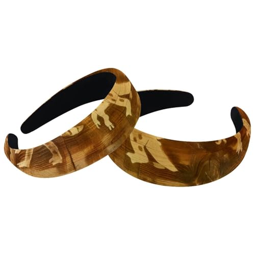 2 Stück Samt Breite Stirnbänder für Frauen Dinosaurier Holzbrett Zubehör Gepolsterte Stirnbänder Schönheit Haarbänder Mädchen Dicke Haarbänder von Eslifey