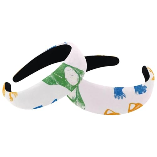 2 Stück Samt Breite Stirnbänder für Frauen Dinosaurier Niedlich Fußabdruck Muster Zubehör Gepolsterte Stirnbänder Schönheit Haarbänder Mädchen Dicke Haarbänder von Eslifey