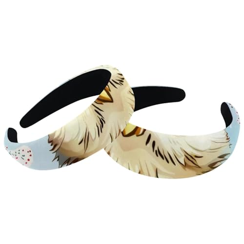 2 Stück Samt Breite Stirnbänder für Frauen Eule mit Brille Muster Zubehör Gepolsterte Stirnbänder Schönheit Haarbänder Mädchen Dicke Haarbänder von Eslifey