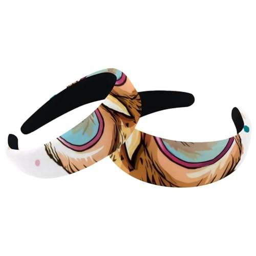 2 Stück Samt Breite Stirnbänder für Frauen Eule mit Sonnenbrille Zubehör Gepolsterte Stirnbänder Schönheit Haarbänder Mädchen Dicke Haarbänder von Eslifey