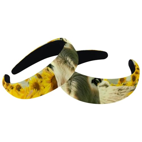 2 Stück Samt Breite Stirnbänder für Frauen Lustige Esel und Sonnenblumen Zubehör Gepolsterte Stirnbänder Schönheit Haarbänder Mädchen Dicke Haarbänder von Eslifey