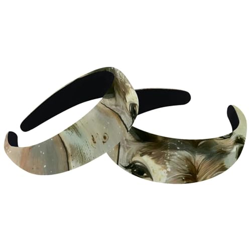 2 Stück Samt Breite Stirnbänder für Frauen Lustiger Esel auf Holz Zubehör Gepolsterte Stirnbänder Schönheit Haarbänder Mädchen Dicke Haarbänder von Eslifey