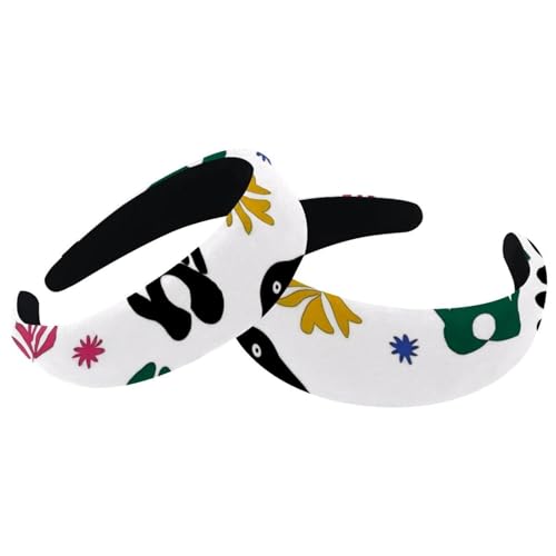 2 Stück Samt Breite Stirnbänder für Frauen Niedliche Dinosaurier Pfoten Muster Zubehör Gepolsterte Stirnbänder Schönheit Haarbänder Mädchen Dicke Haarbänder von Eslifey