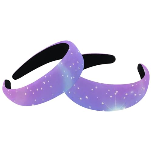 2 Stück Samt Breite Stirnbänder für Frauen Regenbogen Sterne Magisches Muster Zubehör Gepolsterte Stirnbänder Schönheit Haarbänder Mädchen Dicke Haarbänder von Eslifey