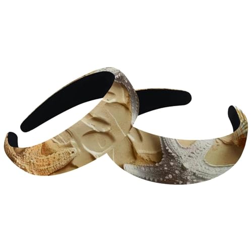 2 Stück Samt Breite Stirnbänder für Frauen Strand Sommer Seestern Muschel Zubehör Gepolsterte Stirnbänder Schönheit Haarbänder Mädchen Dicke Haarbänder von Eslifey