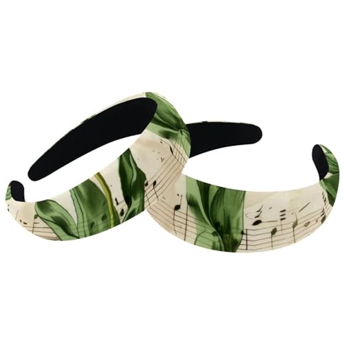 2 Stück Samt Breite Stirnbänder für Frauen Vintage Musiknoten Tulpenmuster Zubehör Gepolsterte Stirnbänder Schönheit Haarbänder Mädchen Dicke Haarbänder von Eslifey