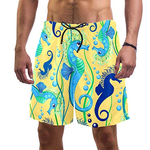 Badehose mit süßem Seepferdchen-Motiv, elastisch, für Herren, Größe L Gr. XXL, multi von Eslifey