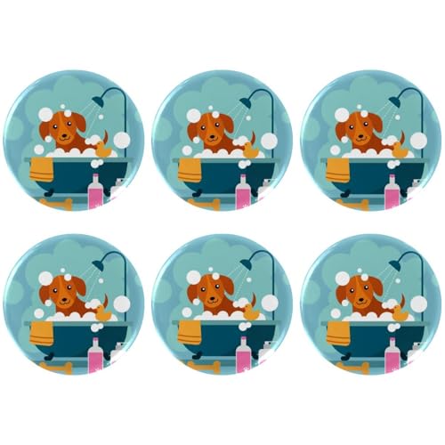 Eslifey 6 Stück 5,6 cm große Knöpfe mit Anstecknadel, Hunde-blaues Tier, runde Bastelknöpfe für Bastelbedarf, DIY-Abzeichen, Anstecknadeln, Schulprojekte von Eslifey