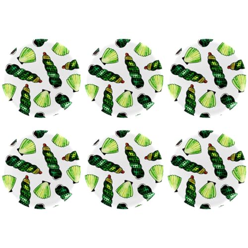 Eslifey 6 Stück 5,6 cm große Knöpfe mit Anstecknadel, grüner Strand, runde Bastelknöpfe für Bastelbedarf, DIY-Abzeichen, Anstecknadeln, Schulprojekte von Eslifey