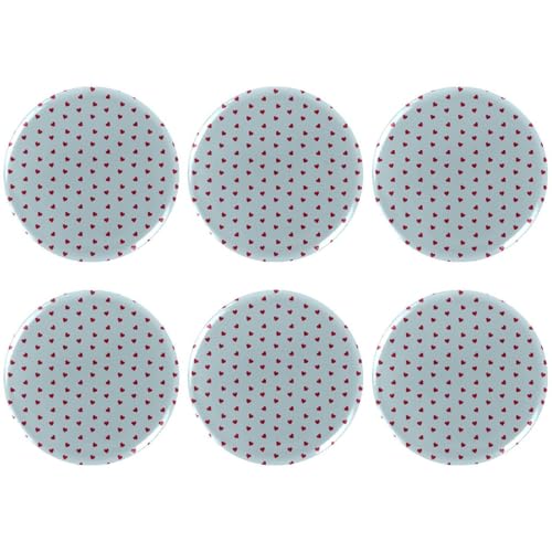 Eslifey 6 Stück 5,6 cm große Knöpfe mit Anstecknadel, rotes Herz auf blauem Hintergrund, runde Bastelknöpfe für Bastelbedarf, DIY-Abzeichen, Anstecknadeln, Schulprojekte von Eslifey