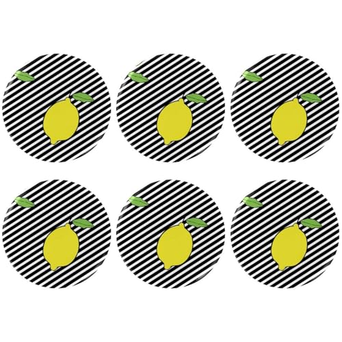 Eslifey 6 Stück 5,6 cm große Knöpfe mit Anstecknadel, zitronenschwarze Linien, Muster, runde Bastelknöpfe für Bastelbedarf, DIY-Abzeichen, Anstecknadeln, Schulprojekte von Eslifey