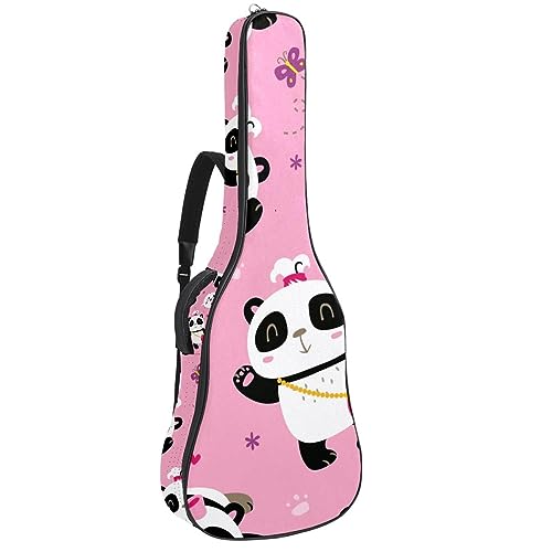 Eslifey Akustikgitarre Tasche Cartoon Niedlich Mädchen Panda Rosa Muster Verstellbarer Schultergurt Gitarre Fall Gig Bag 40 41 42 Zoll, Farbe 1, 42.9x16.9x4.7 in von Eslifey